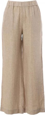 Jcsophie Gestreepte Linnen Garland Broek - Dames - Broeken - Beige - Maat: 2XL Linnen