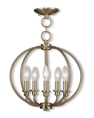 Livex Lighting Livex Milania 5-Light AB Chain Lantern/Ceiling Mount