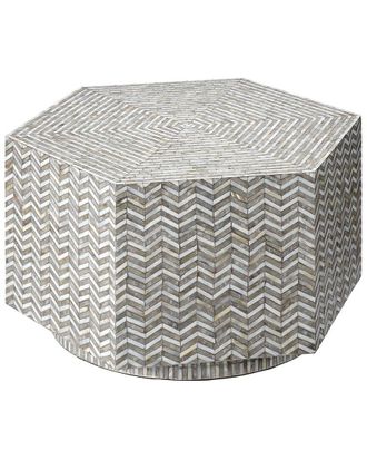Jamie Young Co. Brando Mother-Of-Pearl Hexagon Coffee Table