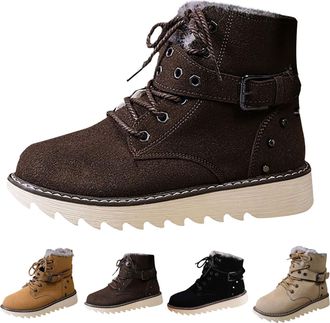 Generic Womens Winter High Top Boots Thickened Fleece Lined Platform Boots Casual Warm Faux Fur Short Snow Boot Ladies Lace Up Ankle Booties Waterproof Anti S