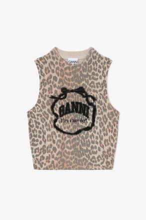 Ganni Mixed Graphic Wool Vest - Size M