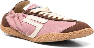 Puraai Womens Panelled Fabric Sneakers Pink-Brown Trainers Pink/brown