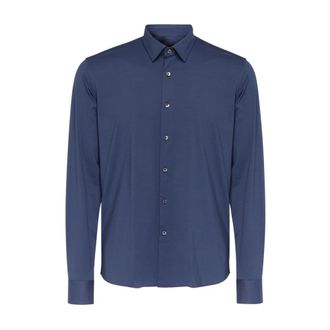 Roberto Ricci Design Oxford Jacquard Open Shirt - Heren - Casual Overhemden - Blauw - M - Katoen - Overhemden
