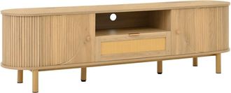 Urban Meuble Mueble de TV ovalado con caj&oacute;n de rat&aacute;n efecto madera y 2 puertas