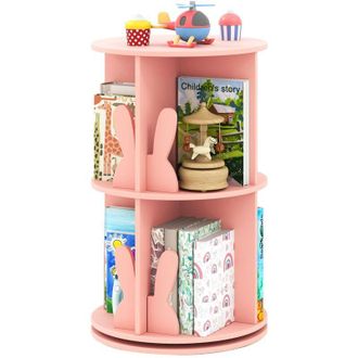 Costway Libreria Girevole per Bambini, Scaffale Moderna in Legno a 2 Ripiani, Libreria Salvaspazio per Soggiorno, Camera da Letto e Studio, 40 x 65