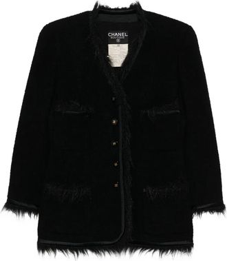 Chanel 1994 kraagloos jack met enkele rij knopen - Zwart