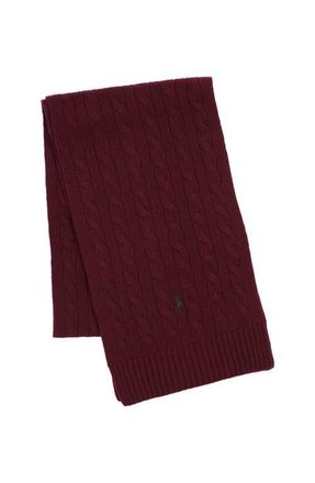 Polo Ralph Lauren Classic Cable Scarf in Rich Ruby at Nordstrom