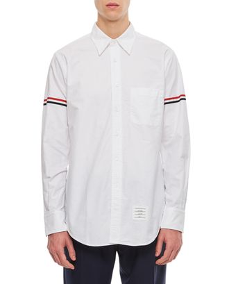 Thom Browne Long-Sleeved Button-Up Shirt With Grosgrain Stripes