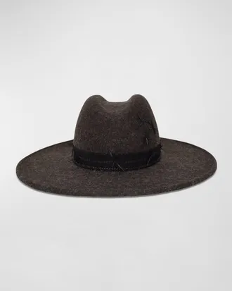 Gigi Burris Millinery Norma Wool-Silk Fedora With Feathers