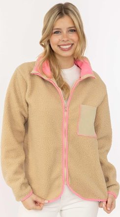 Zwillingsherz Kapuzensweatjacke ZWILLINGSHERZ Classic, Damen, Gr. XL, beige, Fleece, Obermaterial: 100% Polyester, Sweatjacken Kapuzensweatjacke, kuscheliges Teddy-