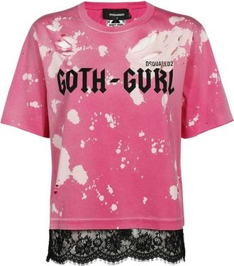 Dsquared2 Stijlvol T-shirt - Dames - T-shirts - Roze - M - Katoen - Tops