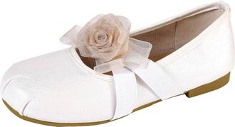 Generic Dancing Shoes Size 3 Flat Ballet Shoes Round Head Soft Bottom Versatile Flat Single Shoes Female Leather Ballet Shoes (Beige, 4.5)