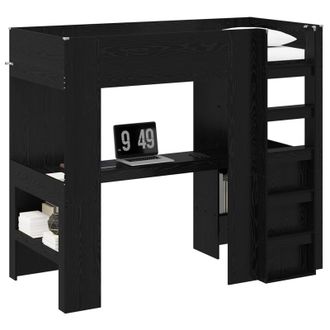 vidaXL Estructura De Litera Con Escritorio Roble Negro 100 X 200 Cm Vidaxl