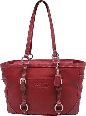 Coach Gallery Buckle Tote Bag in Burgundy Leather
