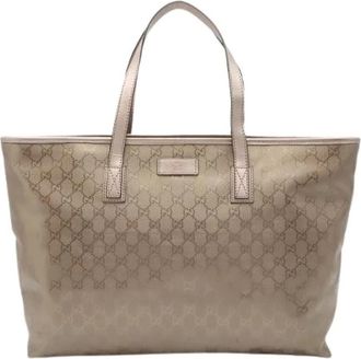 Gucci Pre-owned GG Imprime PVC Tote Bag - Dames - Vintage Shopper - Beige - ONE Size - Leer - Vintage