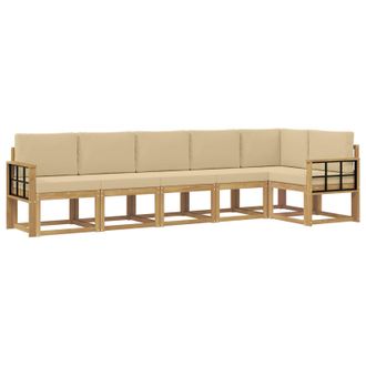 vidaXL Conjunto De Sof&aacute;s De Exterior Con Coj&iacute;n 6 Pcs Y Beige Poli&eacute;ster Vidaxl