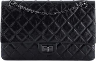 Chanel So Black Reissue 2.55 Flap Bag Quilted Glazed Calfskin 226 shoulder bag - Zwart