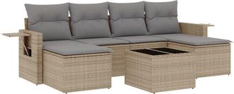 vidaXL Vidaxl - Set Sof&aacute;s De Jard&iacute;n 7 Piezas Y Cojines Rat&aacute;n Sint&eacute;tico Beige