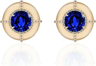 Goshwara Round Medallion Stud Earrings in Blue at Nordstrom