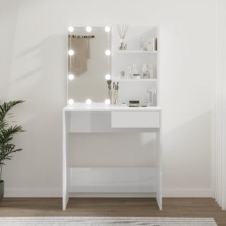 vidaXL Tocador Con Led Blanco Brillante 74,5x40x141 Cm Vidaxl