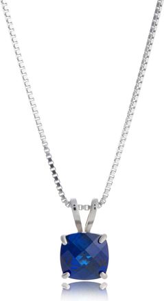 MAX + STONE 925 Sterling Silver 6mm Cushion Cut Gemstone Birthstone Pendant Necklace