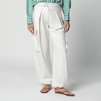 Loewe Pantaloni cargo avorio in cotone e seta