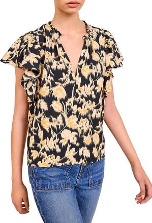 Ulla Johnson Lilo Flutter Sleeve Blouse