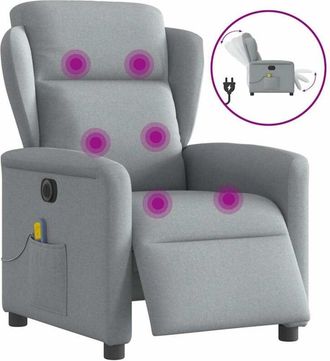 vidaXL Vidaxl - Poltrona Reclinabile Massaggio Elettrica Grigio Chiaro Tessuto