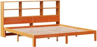vidaXL Bookcase Bed without Mattress Wax Brown 180x200 cm Super King Solid Wood Pine Vidaxl