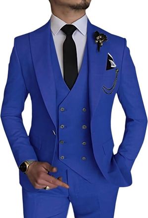 Generic 3 Piece Suit for Men Royal Blue Slim Fit Suit