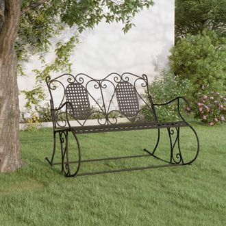 vidaXL Banco Mecedor De Jard&iacute;n De Dos Plazas Acero Negro 113 Cm Vidaxl