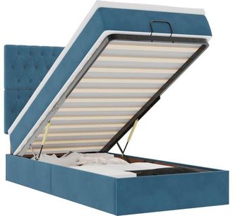 vidaXL Estructura Cama Otomana Colchones Terciopelo Azul Oscuro Vidaxl