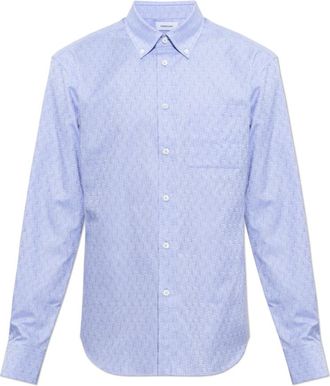 Ferragamo Pocket Shirt - Heren - Zakelijke Overhemden - Blauw - M - Katoen - Overhemden