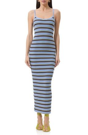 AFRM Ashlyn Cozy Rib Body-Con Midi Dress in Iris Stripe at Nordstrom, Size X-Small