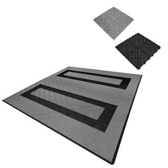 MonsterShop Vented Garage Floor Tiles With Edges - 165 Grey & 60 Black