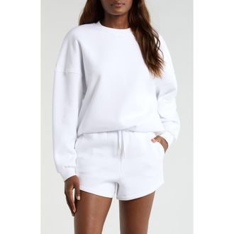 Lord & Taylor LuxeFleece Boyfriend Sweatshirt in Brilliant White at Nordstrom, Size X-Small