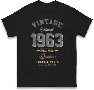 Generic Vintage Born in 1963 T-Shirt. Birthday Gift. Well Aged Original Parts T-Shirt Black