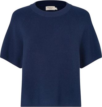 Masai Jersey de punto de cuello redondo de manga corta - Knitwear - Mujer - Azul - 2XL