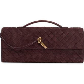 Bottega Veneta Long Andiamo Intrecciato Suede Clutch in 6147 Deep Mahogany at Nordstrom