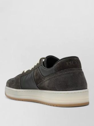 Prada sneakers round toe rubber sole suede panels