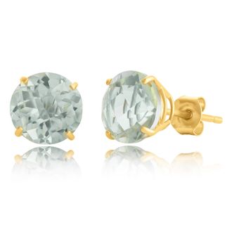MAX + STONE 10k Yellow or White Gold 8mm Round Cut Gemstone Birthstone Stud Earrings