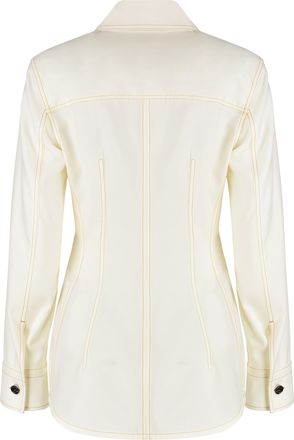 Bottega Veneta Womens Wool-Effect Shirt Dove Acrylic