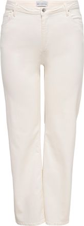 Only Carmakoma Skinny-fit-Jeans ONLY CARMAKOMA CARWILLY HW WIDE DNM DOT019 NOOS, Damen, Gr. 42, L&auml;nge 32, ecru, Denim/Jeans, Obermaterial: 92% Baumwolle, 6% Elastomu