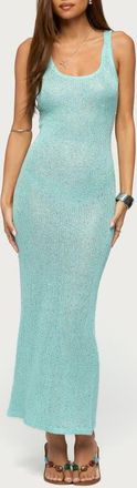 Edikted Ebby Sequin Sleeveless Maxi Sweater Dress in Turquoise at Nordstrom, Size X-Large