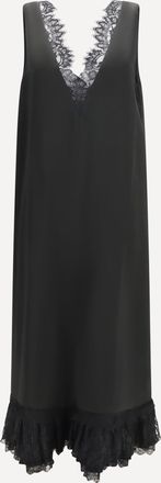 Ganni Lace-trimmed satin long Dress Female 36