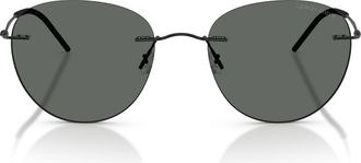 Giorgio Armani 0ar6182 Rimless Dark Lens Sunglasses with Thin Metal Frame