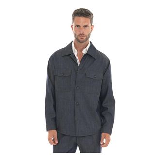 HUGO BOSS Heren, Overhemden, Blauw, Maat: XL Wol