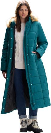 Roaman's Plus Size Maxi Length Puffer Coat in Deep Lagoon at Nordstrom, Size Medium