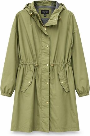 Shelli Segal Womens Hooded Long Sleeve Rain Trench Coat, Black
