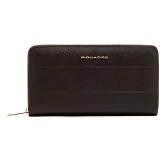 Piquadro Accessoires, Dames, Bruin, ONE Size, Leer, Portemonnee met ritssluiting en vier vakken